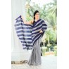 Ash And Blue Handmade Cotton Batik Saree