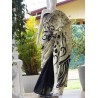 Black And Beige Handmade Cotton Batik Saree