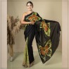Black And Green Handmade Cotton Batik Saree