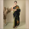 Black And Green Handmade Cotton Batik Saree