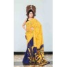 Blue And Yellow Handmade Cotton Batik Saree