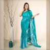 Light Blue Handmade Cotton Batik Saree