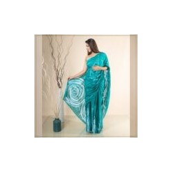 Light Blue Handmade Cotton Batik Saree
