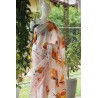 White And Orange Handmade Silk Batik Saree
