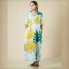 White Green And Yellow Cotton Batik Dress