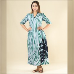 White Green And Black Cotton Batik Dress