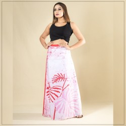 White And Red Batik Wrap Around Skirt