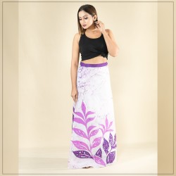 White And Purple Batik Wrap Around Skirt